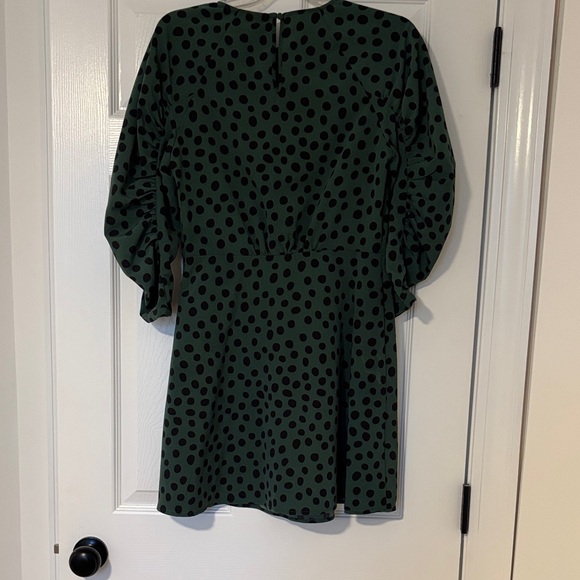 Who What Wear Forest Green Dress with Black Dots - Picture 3 of 3